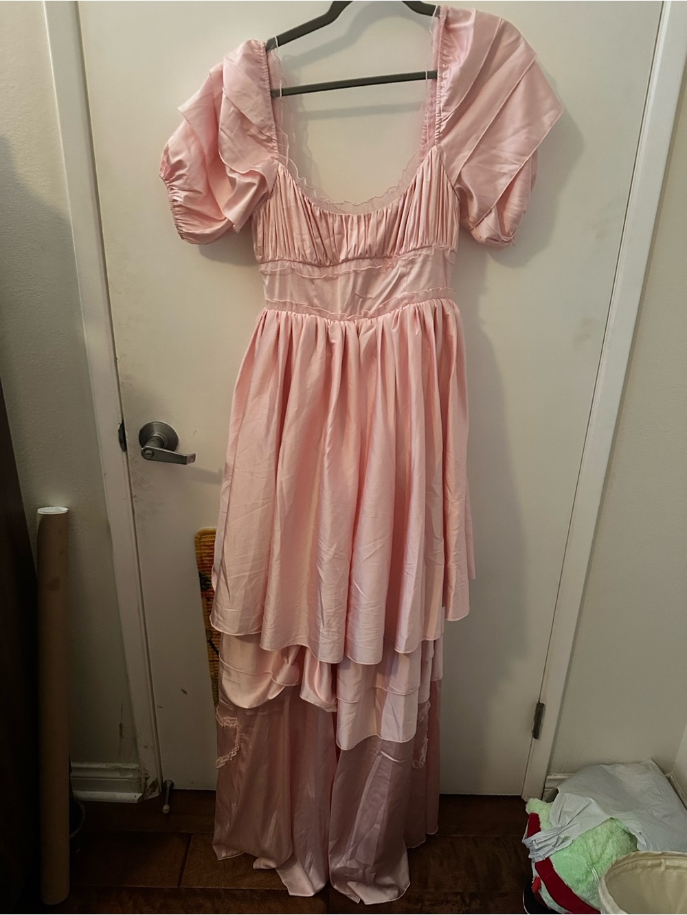 For Love And Lemons Soft Pink Layered Puff-Sleeve Dress